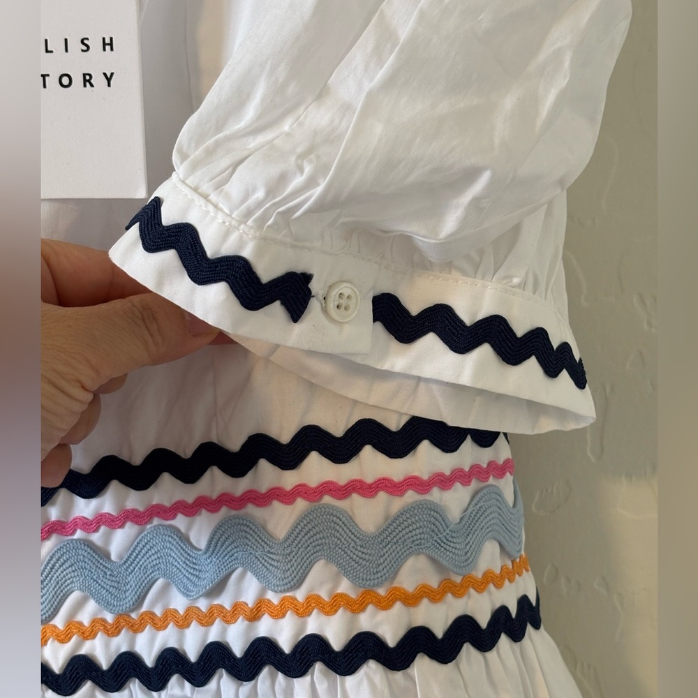 NEW English Factory Dress with Multicolor Trim - Picture 5 of 5